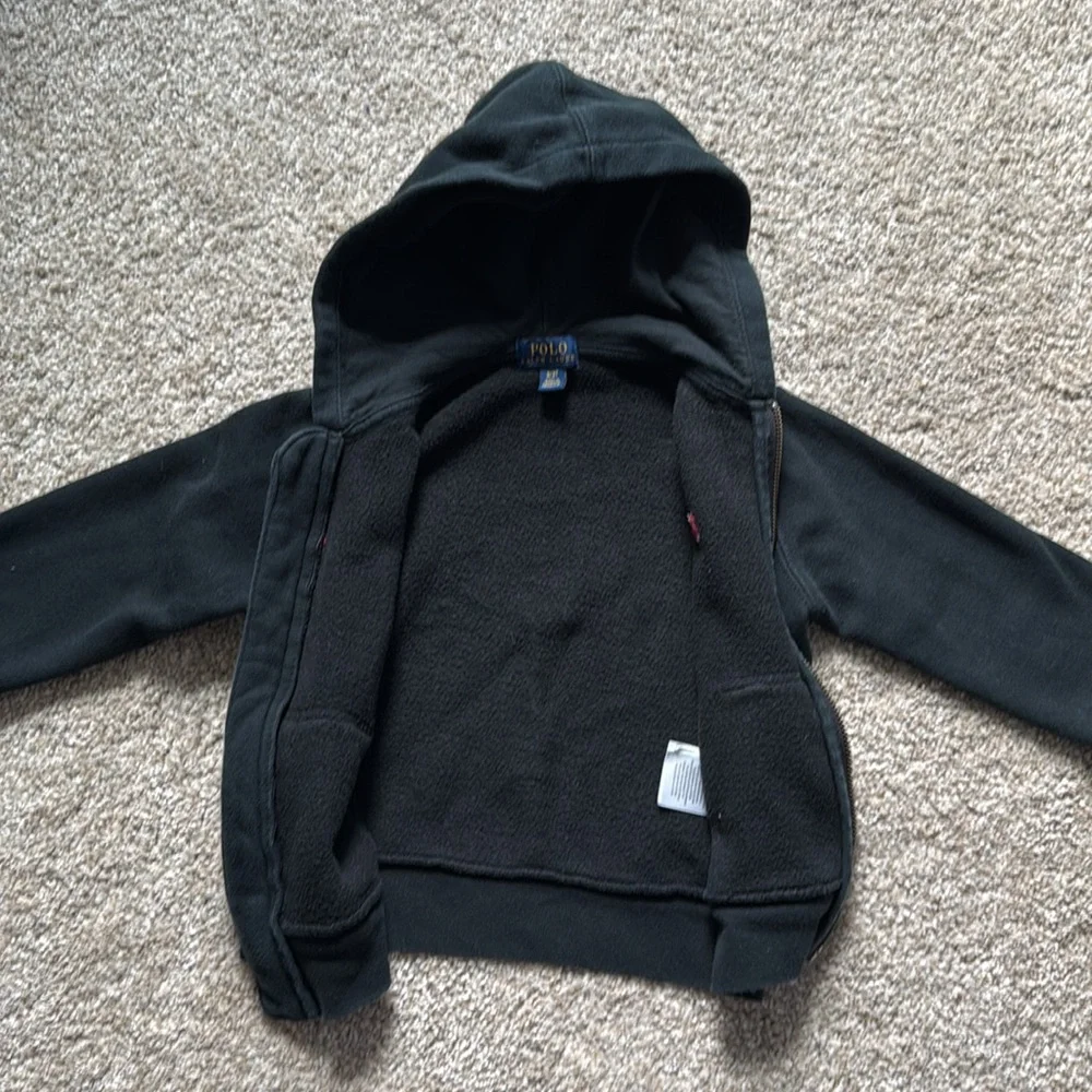 2 Piece Toddler Boys Black Cotton Fleece Hoodie and Fleece Jogger Pant S…